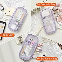 Vista 6 de EASTHILL Estuche de malla para lápices con cremallera, bolsa transparente de color para maquillaje, bolsa de cosméticos, bolsa de viaje multiusos