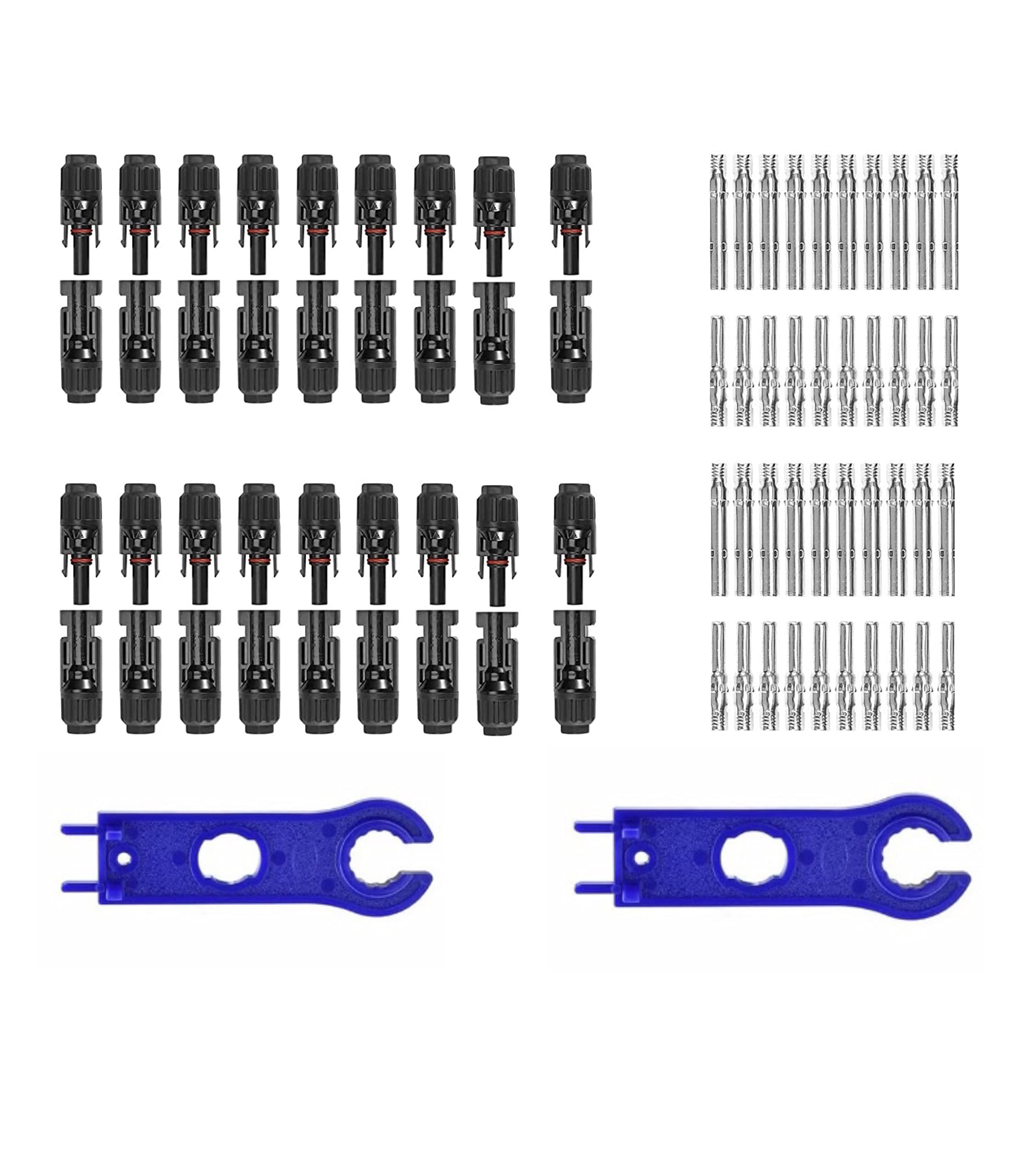 40PCS/20pairs Solar connectors Waterproof IP67 Solar Panel Connector Male/Female 20Pairs pv Connector(14-10AWG) with Spanners (20)