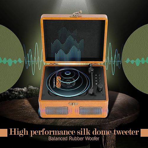 Miniatura 4 de RetroBeat Time Vintage - Caja de música portátil - CD con altavoces, transmisor Bluetooth, recargable, USBAUX, regalo multimodo (marrón)