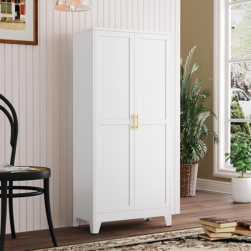 PAOFIN Metal Kitchen Pantry Storage Cabinet 2 Doors