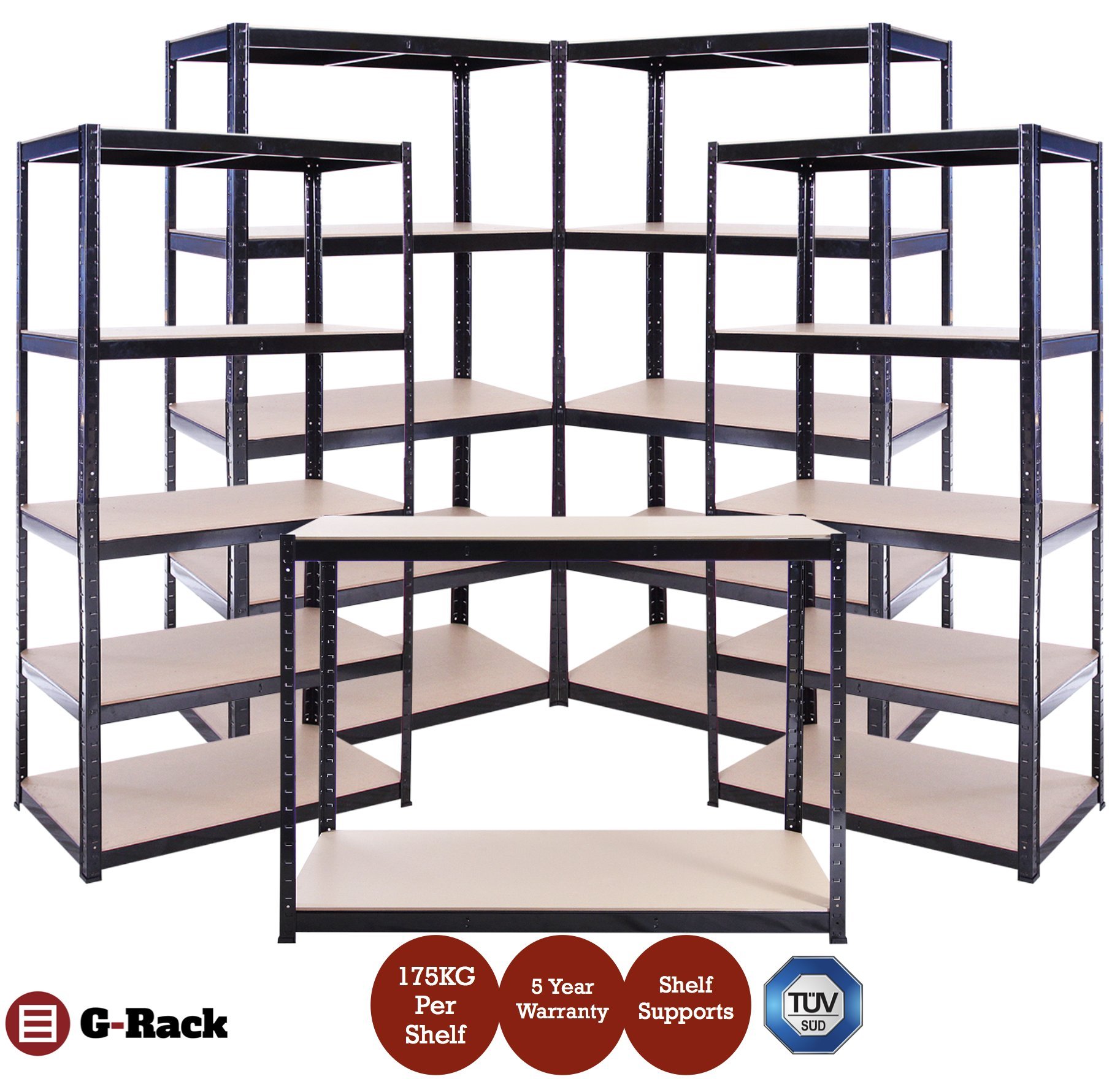 Buy GRack Shelving Unit 180cm x 90cm x 45cm 4 bays and a workbench
