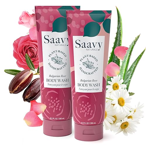 Saavy Naturals Bay Rum and Hemp Gel de ducha para mujeres y hombres, lujoso, rico y cremoso, gel de ducha de gel perfumado natural, jabón corporal