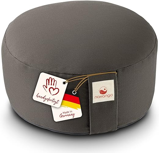 Zafu Meditation Cushion for Yoga I Height 15 cm I Filled with Spelled Cotton 100% Handmade in Germany I Zafu Meditation Yoga Accessories I Washable Cover