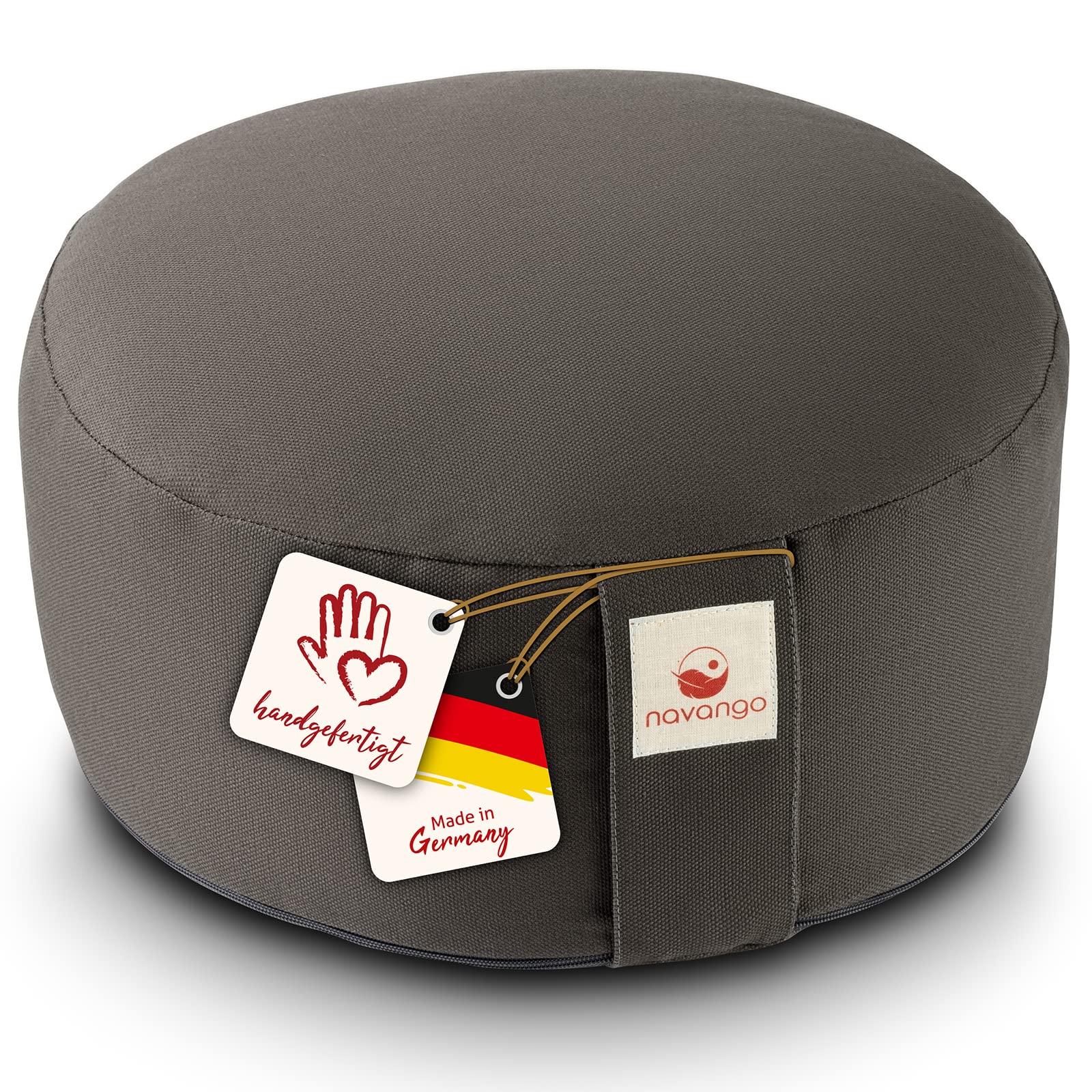 Cojín de Yoga y Meditación Zafu | Altura 15cm | Relleno de Espelta | Algodón 100% | Hecho a Mano en Alemania | Zafu Meditacion Accesorios para Yoga | Funda Lavable