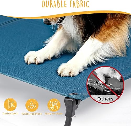 Miniatura 5 de Cama plegable elevada para perros, catre grande para perros para exteriores, cama fresca a prueba de mordidos, portátil, resistente hasta 160