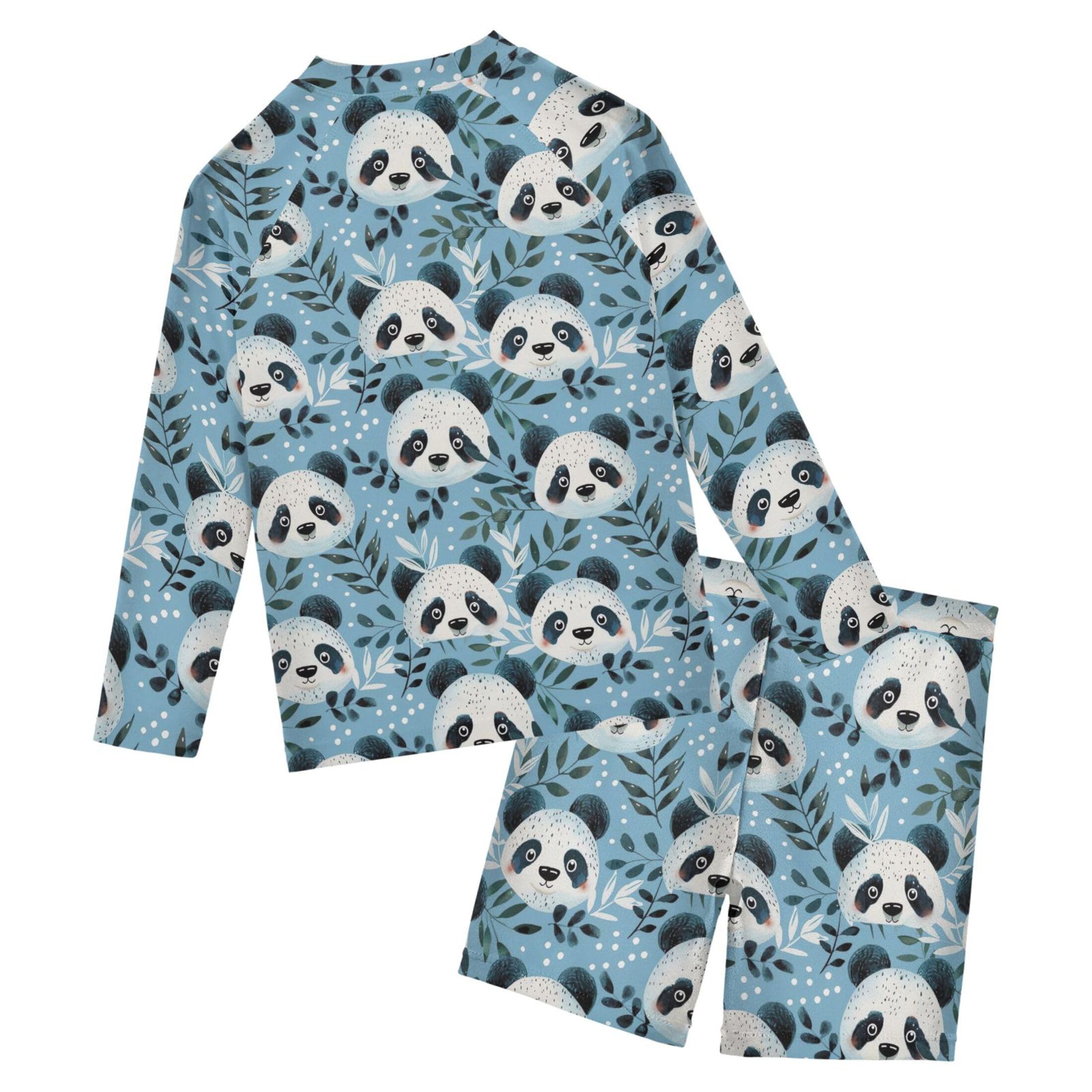 Panda Cute Animal Toddlers and Baby Boys' Swimsuit Trunk and Rashguard Set B0403383