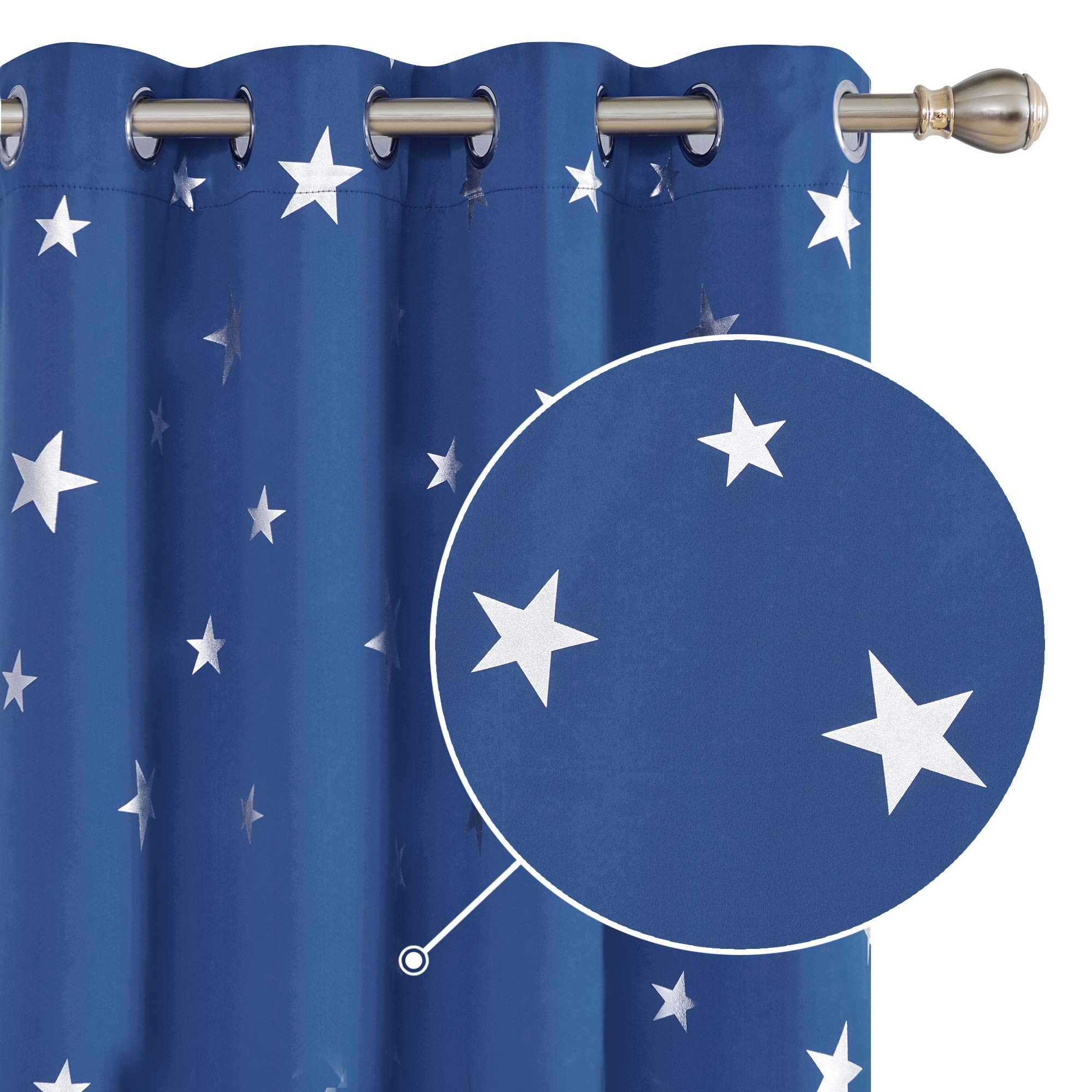 Deconovo Bedroom Space Curtains Thermal Insulated Eyelet Blackout Curtains for Living Room 52 x 54 Inch Drop Navy Blue 1 Pair — view 20