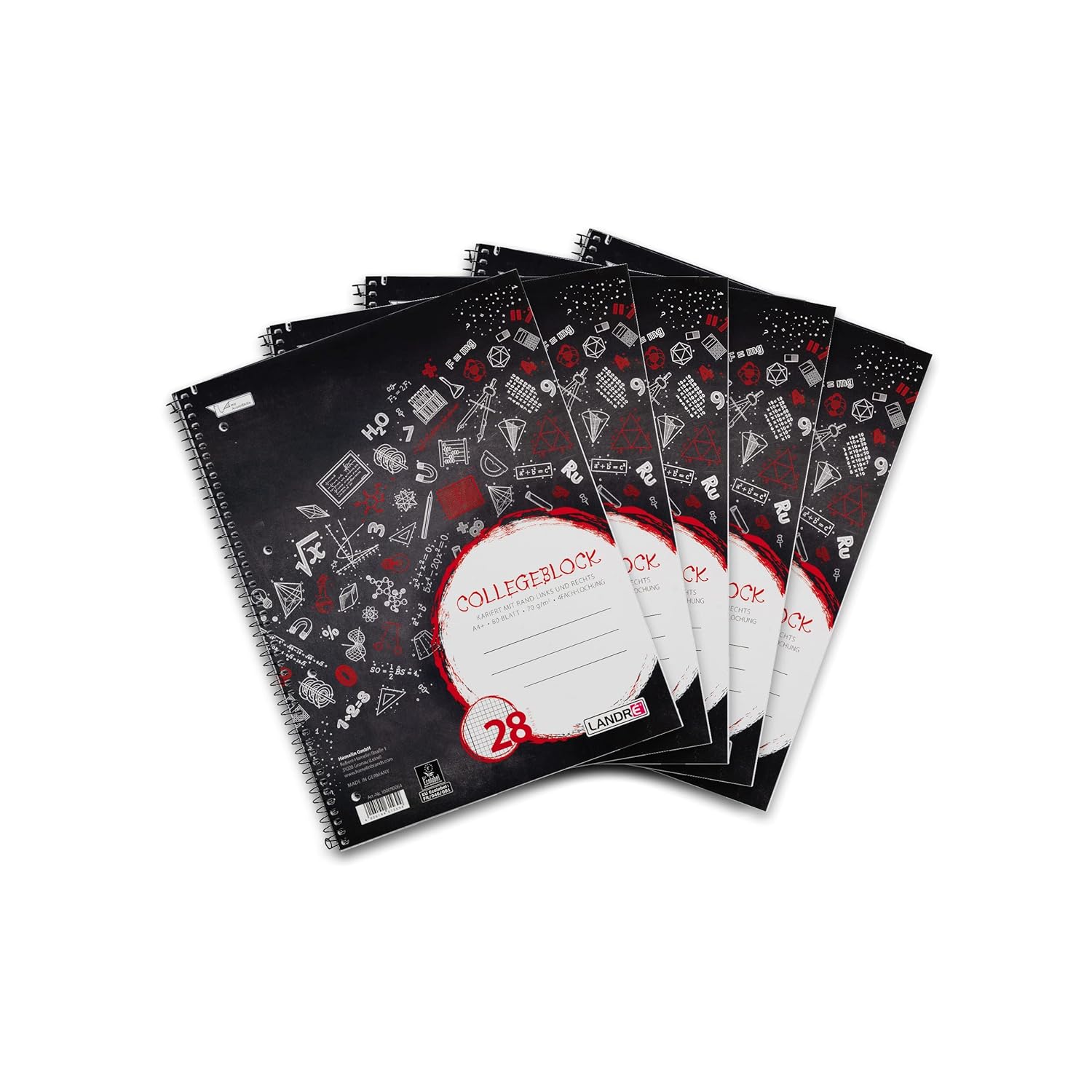 Landré College Notepad A4 Squared with Margin 80 Sheets (Pack of 5 ...