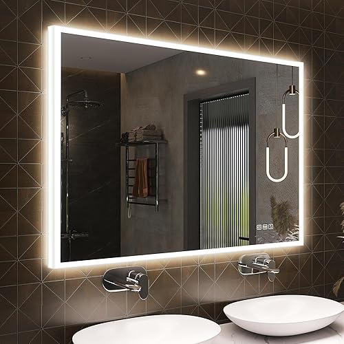 Miniatura 1 de SBAGNO - Espejo de baño LED de 40 x 28 pulgadas, para lavabo, inteligente con luces, regulable, ajustable, altavoces Bluetooth, sensores táctiles,
