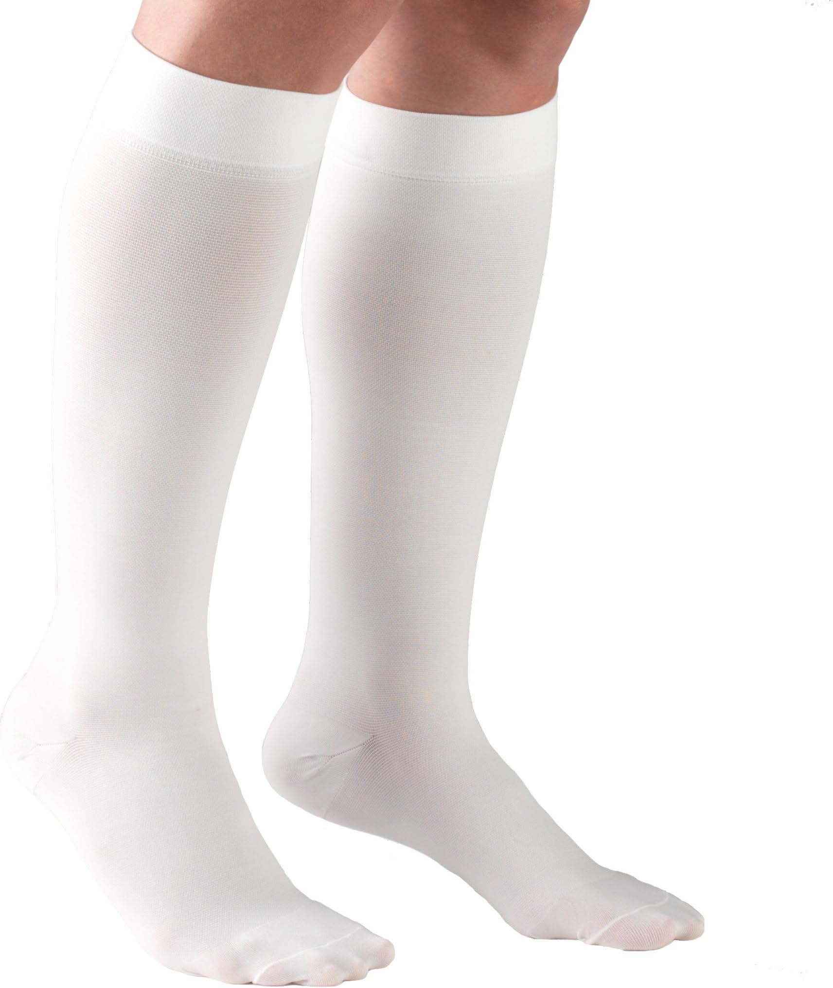 Truform 20-30 mmHg Compression Stockings for Men and Women, Knee High Length, Closed Toe, White, X-Large