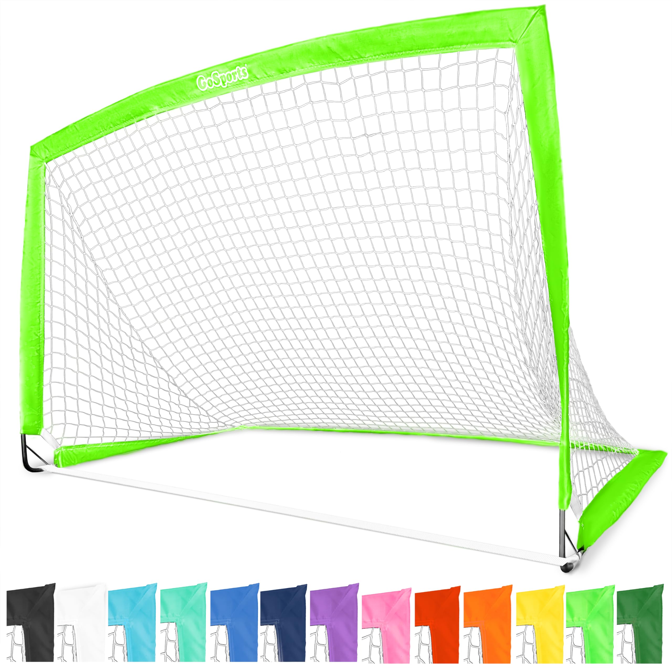 GoSports Team Tone 6 ft x 4 ft Portable Soccer Goal for Kids - Pop Up Net for Backyard - Bright Green-image-22