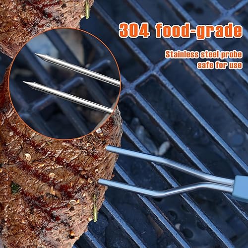 Miniatura 5 de Termómetro de carne con alarma electrónica lista, termómetro digital de cocina con lectura instantánea, pantalla LCD y luz LED, termómetros de