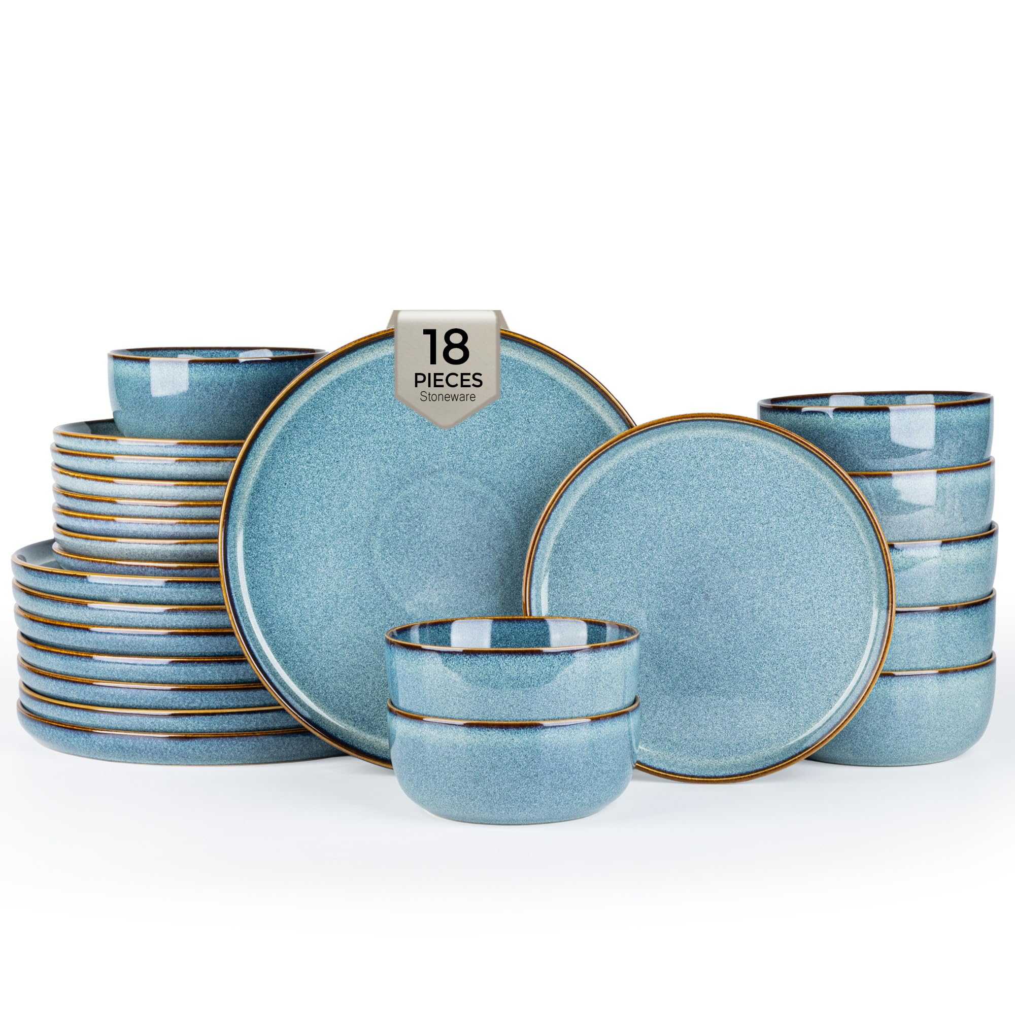 GBHOME Ceramic Dinnerware Sets for 6, 18 Pieces Stoneware Plates