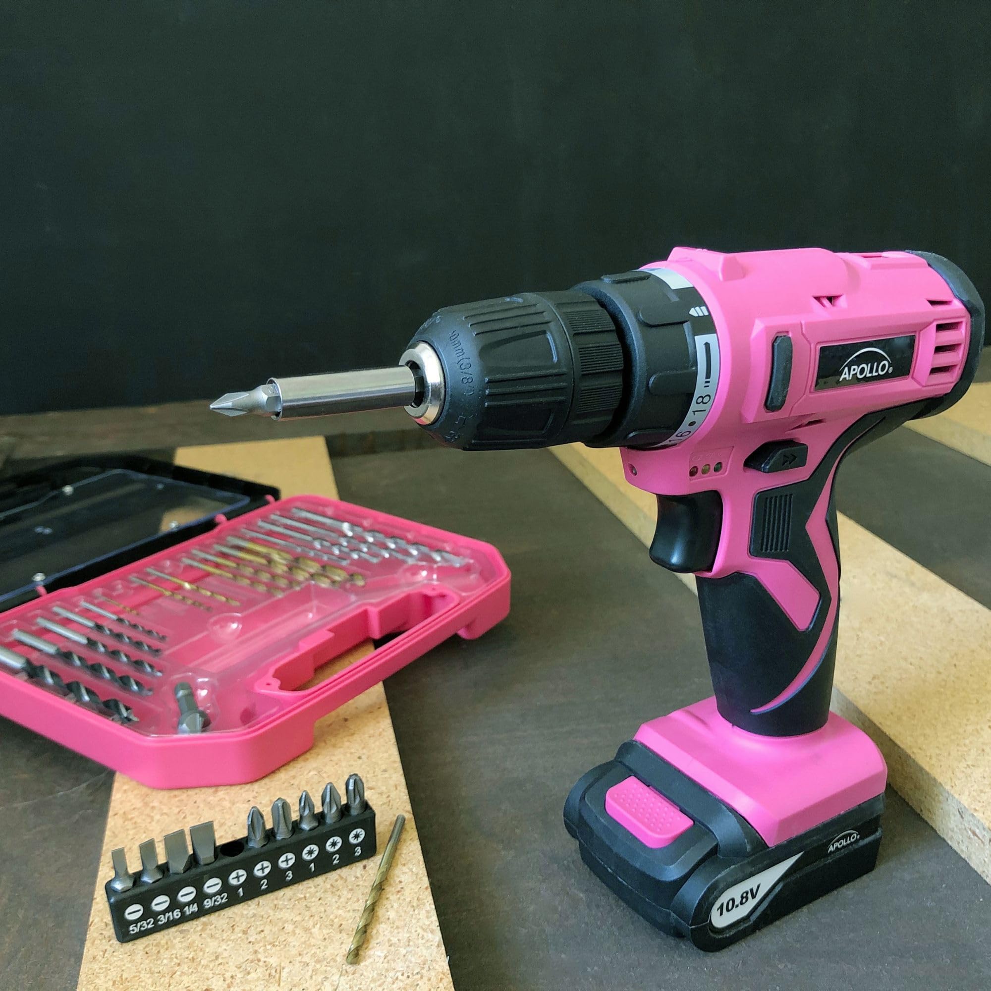 Apollo Tools Potente taladro inalámbrico de iones de litio de 10,8 V
