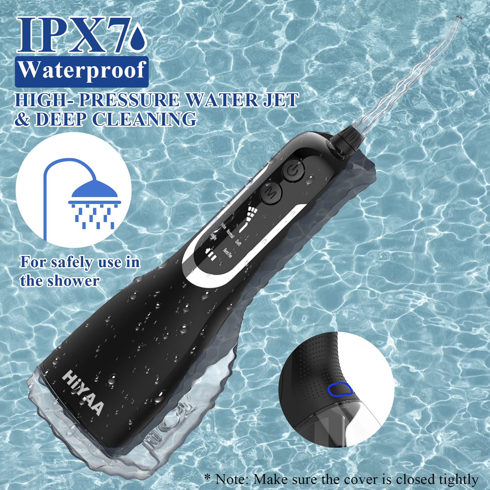 Water Dental Flosser For Teeth – 300ML Cordless Oral Irrigator With 6 Replaceable Jet Tips, 3 Modes, Portable Rechargeable Electric Flosser For Braces & Sensitive Gums, IPX7 Waterproof For Home&Travel