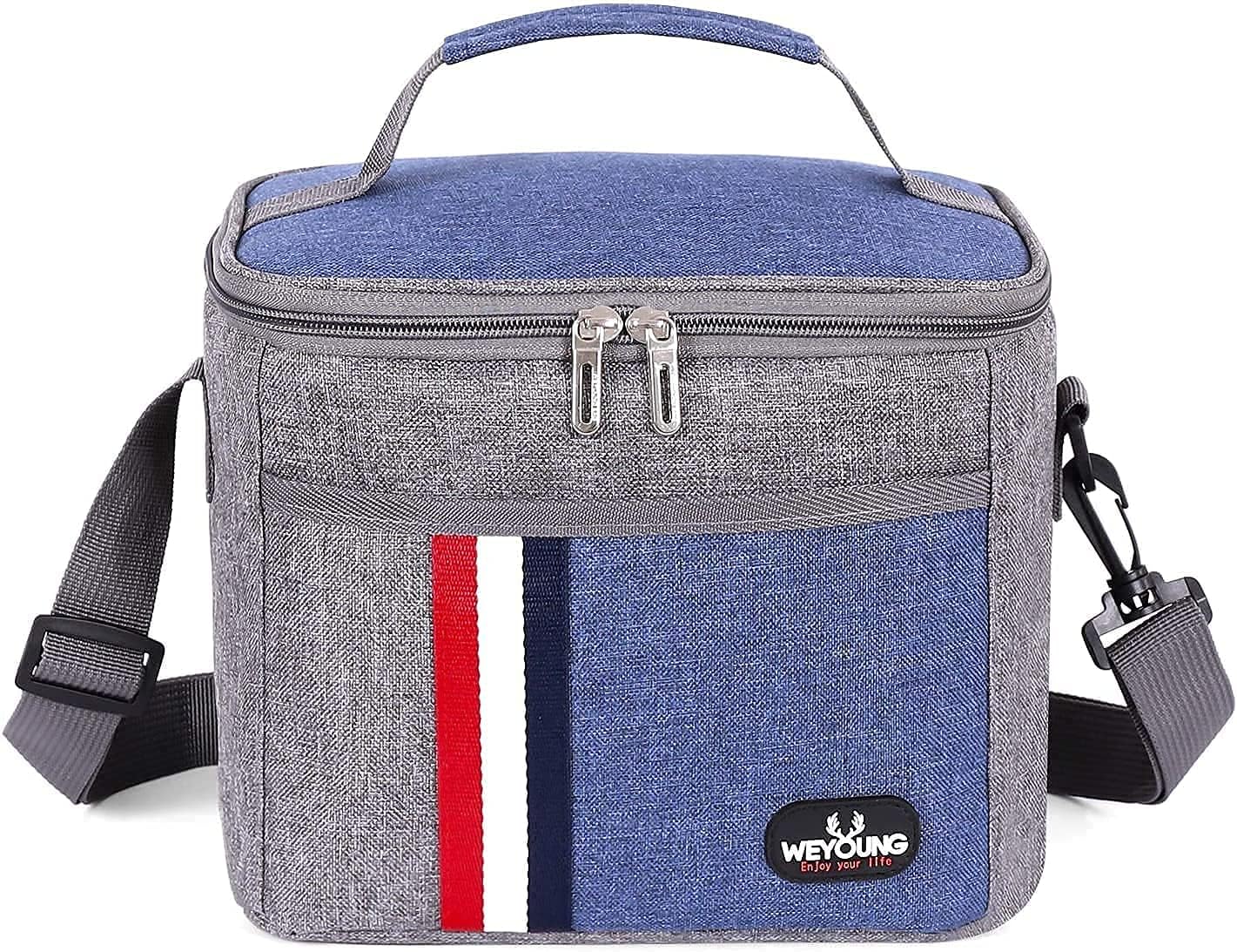Lunch Bag Insulated Lunch Box Large Portable Cooler Tote bag for Men Women Adult for Office shoulder handbag Leakproof Water resistant (Blue)