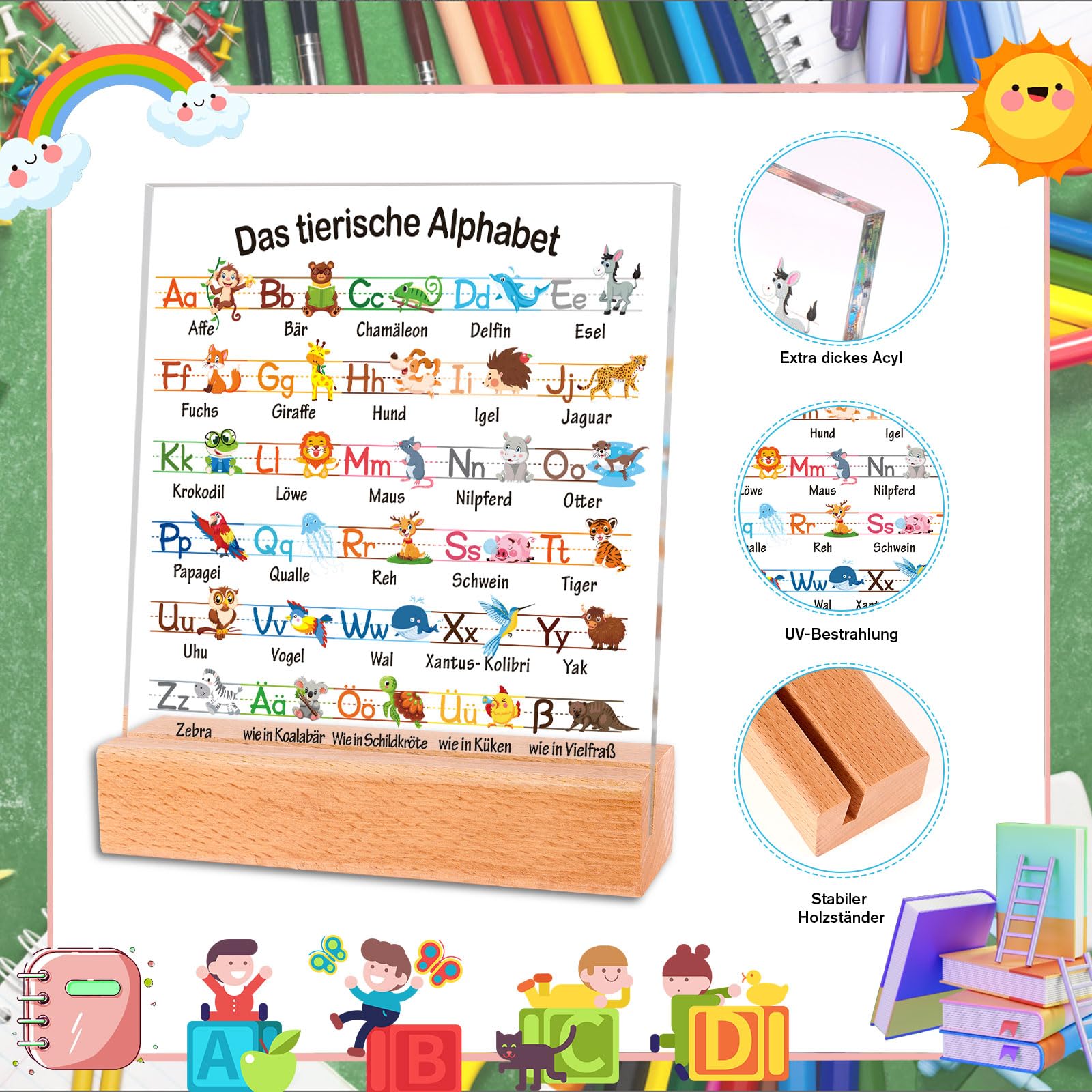 Herzförmige Einschulungs-Deko Aus Acryl - Personalisiertes Schulanfangsgeschenk