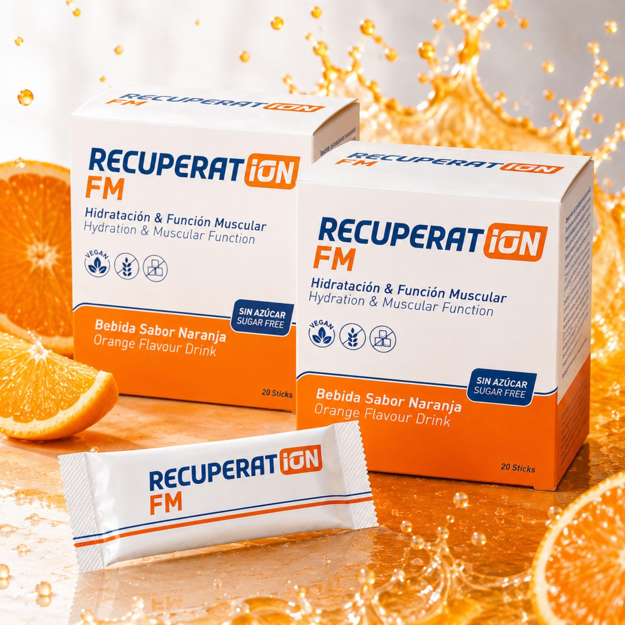 Lot de 20 sachets de boisson hypotonique sans sucre avec électrolytes + sels minéraux et magnésium pour reminéralisation musculaire profonde et fatigue, goût orange, sans gluten ni lactose