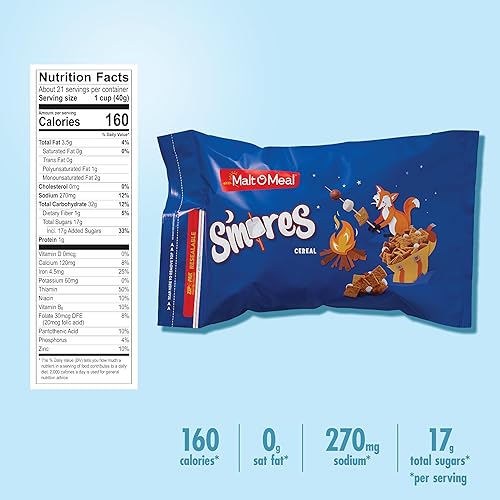 Miniatura 2 de Malt-O-Meal S'mores Cereal para el desayuno, Cereal Smores, bolsa de 30 onzas