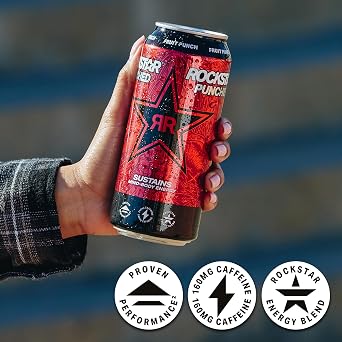 Rockstar Energy Drink,Fruit Punched,12oz Sleek Cans,(Pack of 16)