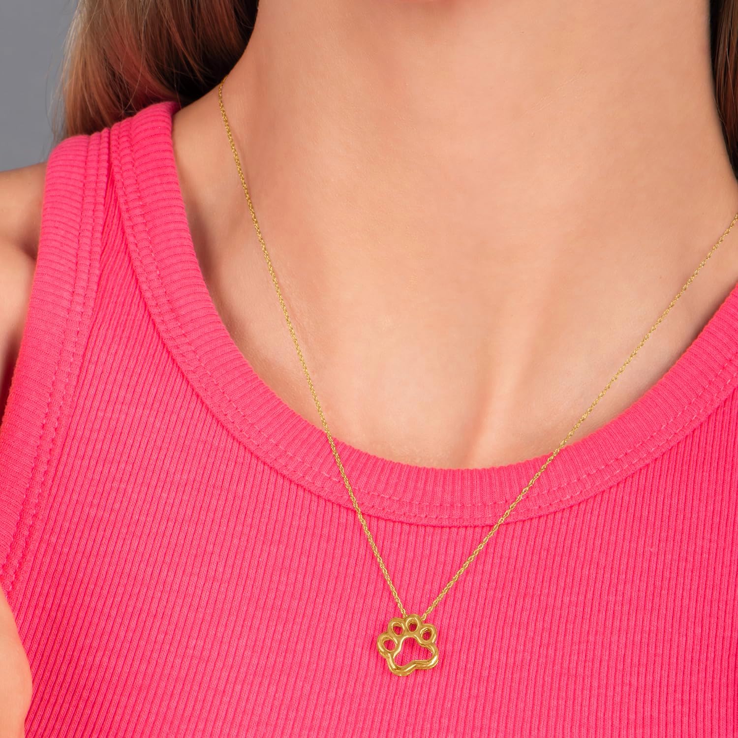 Jewelili 10kt Gold Dog Paw Pendant Necklace, 18"