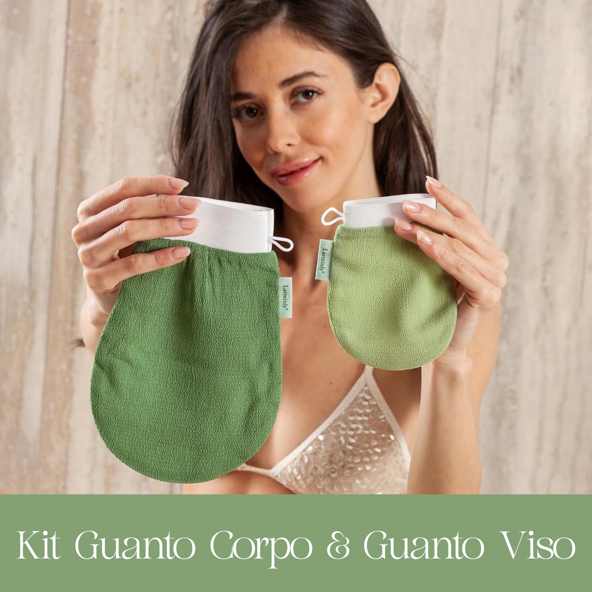 Guanto Kessa Delicato 150D Esfoliante Corpo 100% Viscosa Origine Naturale Hammam Scrub Pelle Sensibile Confezione Elegante