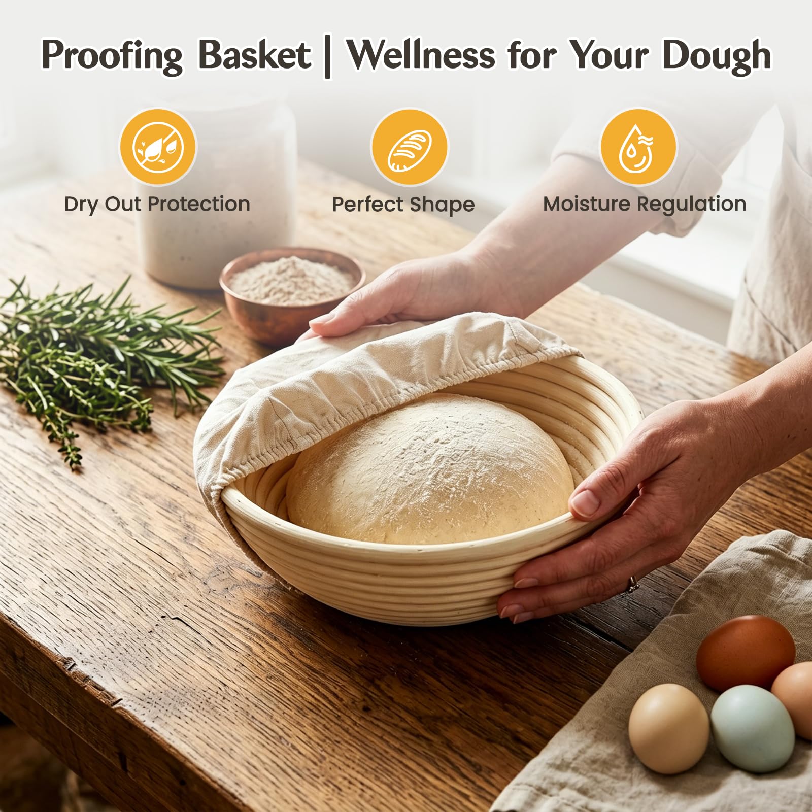 Gusseisen Dutch Oven Brotbacktopf Set 17-teilig 26cm|Vorgereizt & Sofort Einsatzbereit|Deckel als Pfanne & Schmortopf | Gärkorb Teigschaber Rezeptbuch | Induktion Gas Ofen für Brot, Steak & Schmoren
