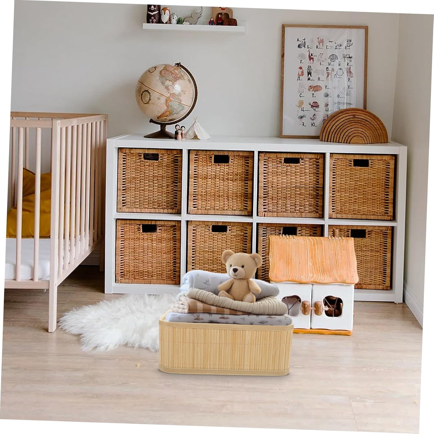 3pcs Storage Basket Organizer for Toys Clothes Books Rustic Weave Multi-purpose Household Storage