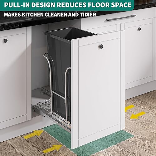 Miniatura 4 de YITAHOME Contenedor de basura extraíble de 43 cuartos de galón (XL) con tapa para armarios mínimos de 14.2 pulgadas de ancho x 22.2 pulgadas de