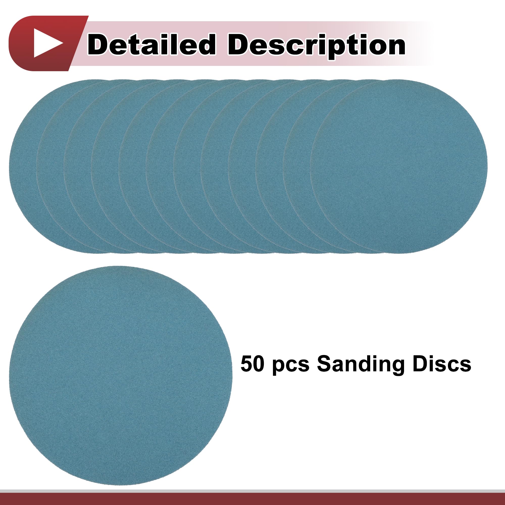 HEROFFIX 50 Pcs Car Wood Sanding Discs Smoothing Hook & Loop Sandpaper for Woodworking Automotive Refinishing 7.09" 80 Grit Blue Zirconia Alumina - Image 4
