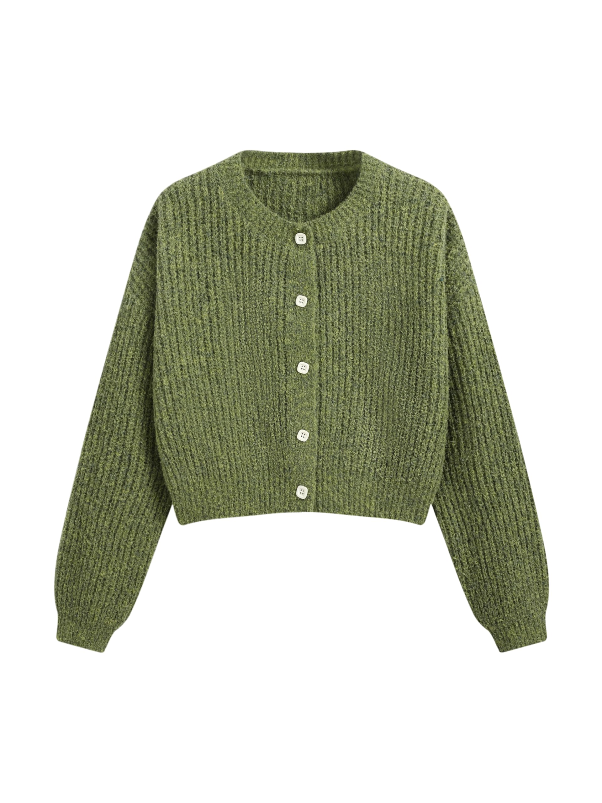 CIDER Cardigan Sweaters for Women Trendy Knit Crew Neck Button Down Cardigan Solid Long Sleeve Knit Outerwear Top