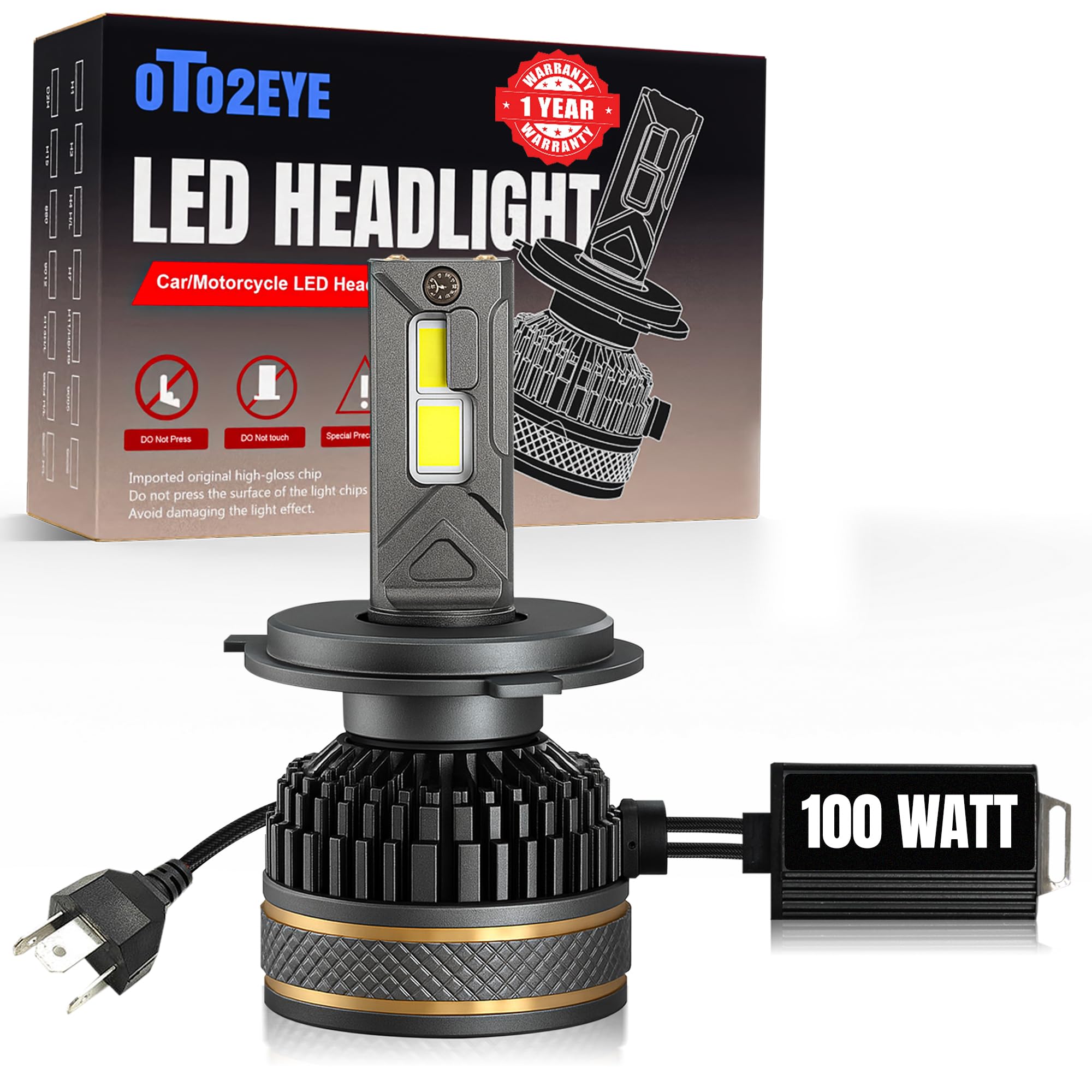 OTO2EYE H4 LED Headlight Bulb for Bike 100W 10000LM 6500K Super Bright White | Motorcycle LED Headlight with Cooling Fan | Long Life | Compatible with H4/H19 | 1 Years Warranty | Pack of 1-picture-31