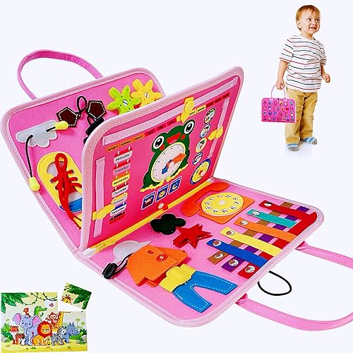 KKPOT Tablero de actividades Montessori Juguetes para niños pequeños de 1, 2, 3, 4 años - Tablero de actividades sensoriales - Juguetes educativos