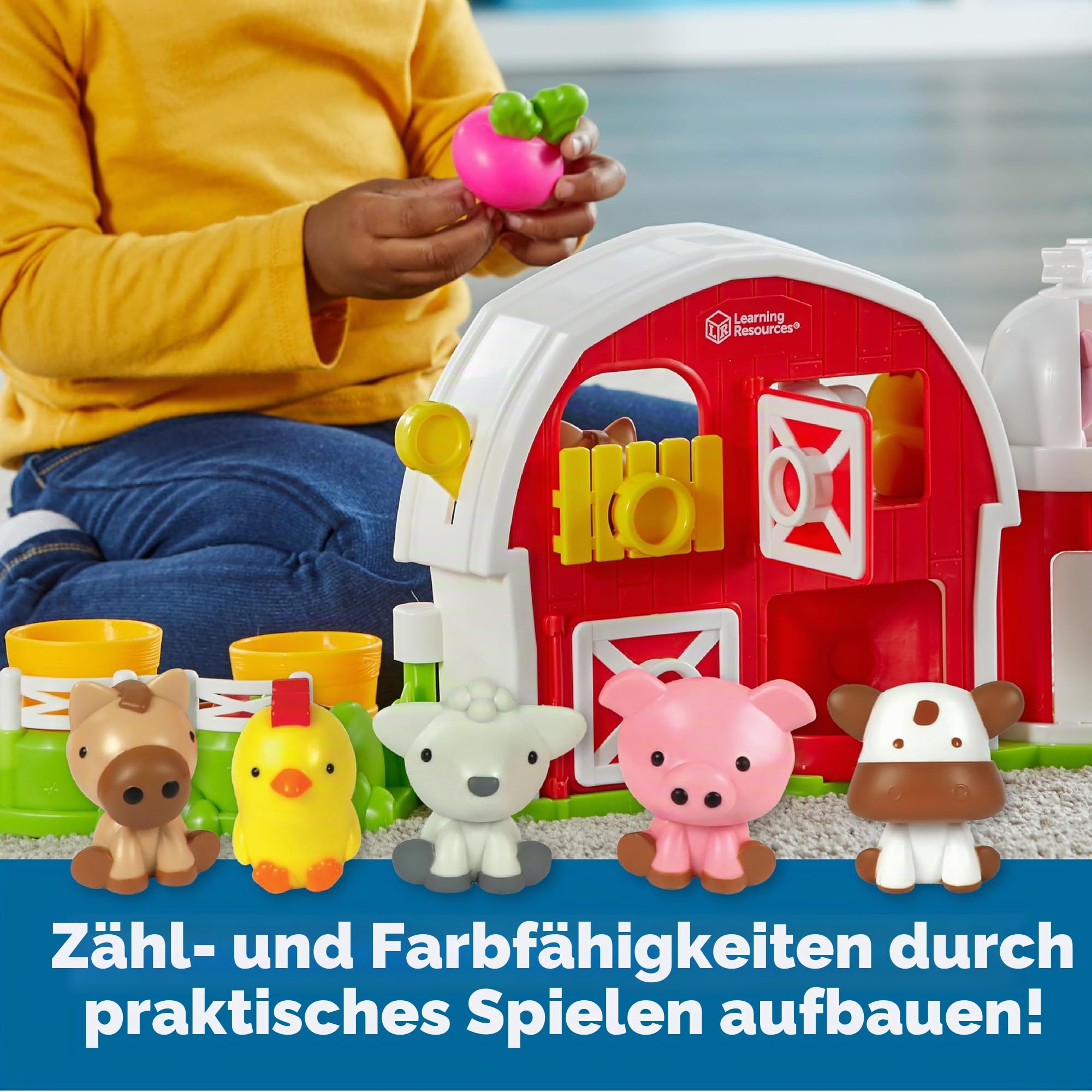 Learning Resources Guckguck Bauernhof-Spielset, Alter ab 18 Monaten, Bauernhof-Spielzeug für Kleinkinder, fantasievolles Spielset, Spielzeug für 2-jährige Jungen oder Mädchen