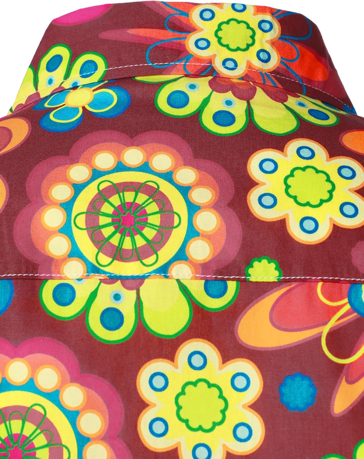 JOGAL Mens 70s Floral Dress Shirt Long Sleeve Printed Casual Button Down Shirts - Image 5