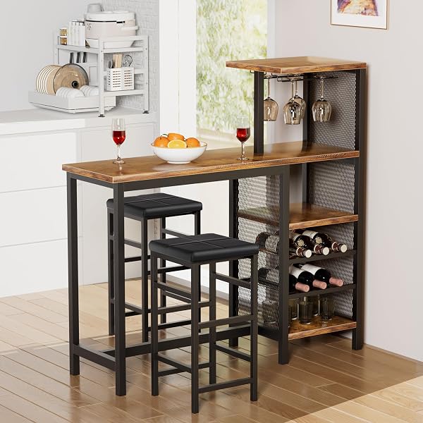 Industrial Bar Set with Wine Storage