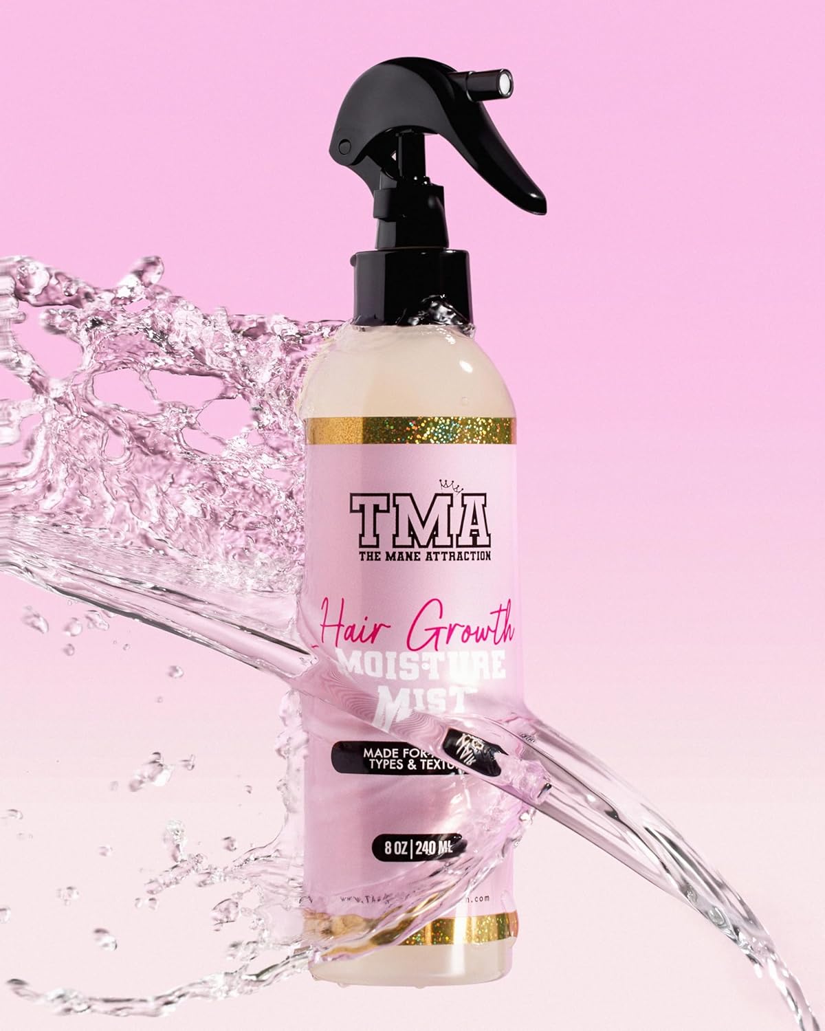 The Mane Attraction’s Nourishing Daily Hair Growth Moisture Mist for ALL Hair Types, Lightweight Moisturizer for Thicker, Longer Hair. Infused with Aloe Vera Juice, Sweet Almond Oil, and Honey. 8oz
