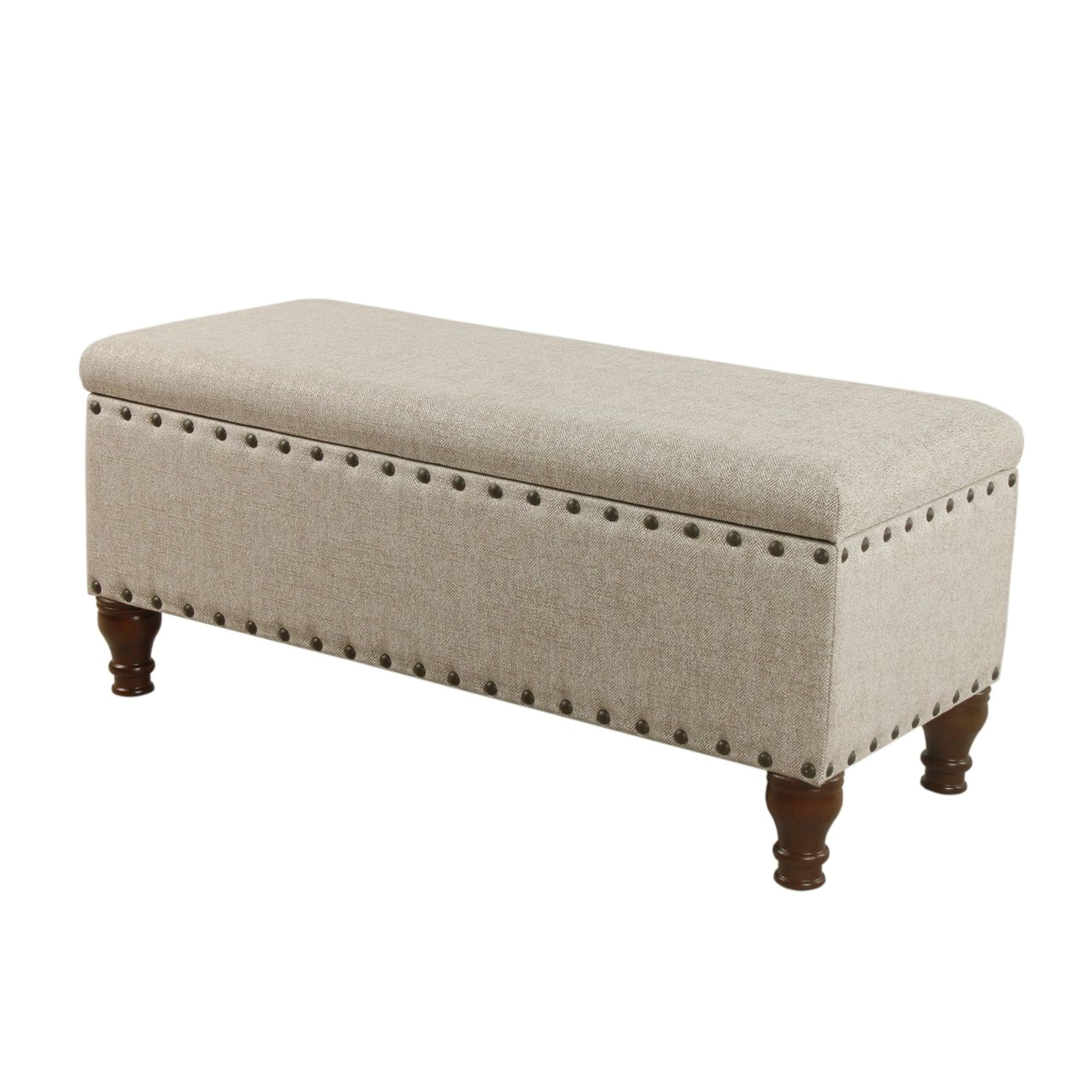 HomePop Large Storage Bench with Nailhead Trim