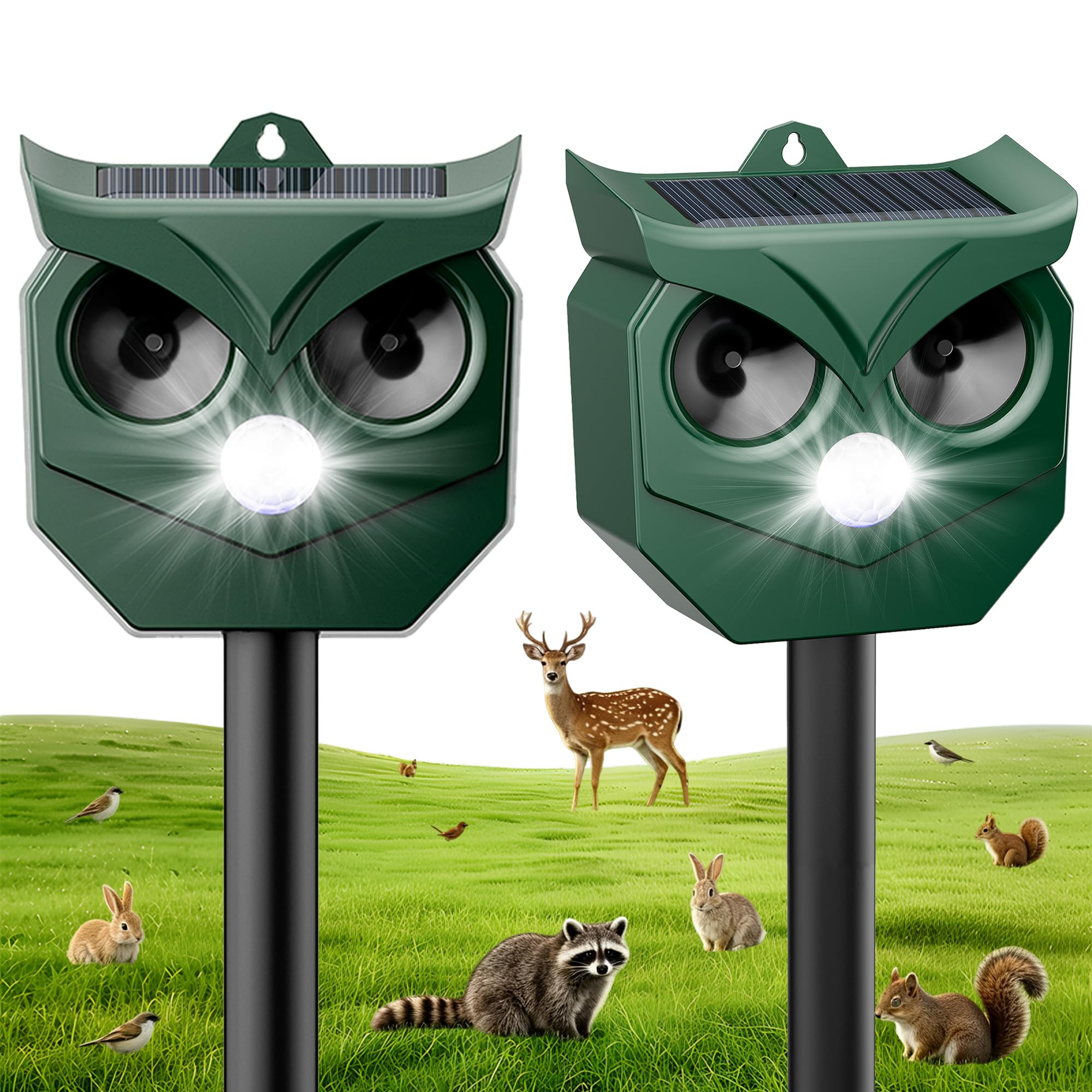 LHNVXF 2-Pack Solar Ultrasonic Animal Repeller