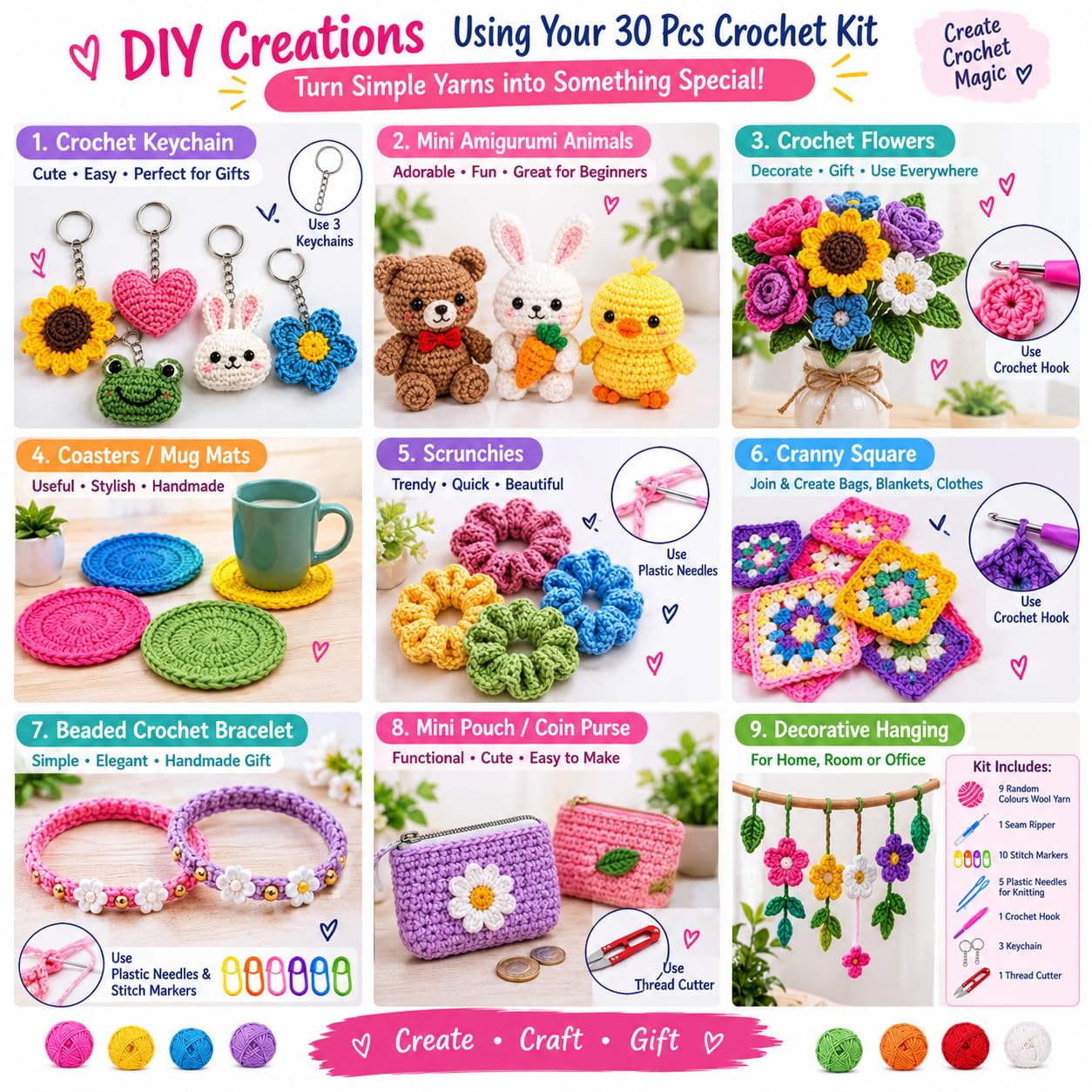 Crochet Starter Kit for Beginners - 30 Piece Set -3
