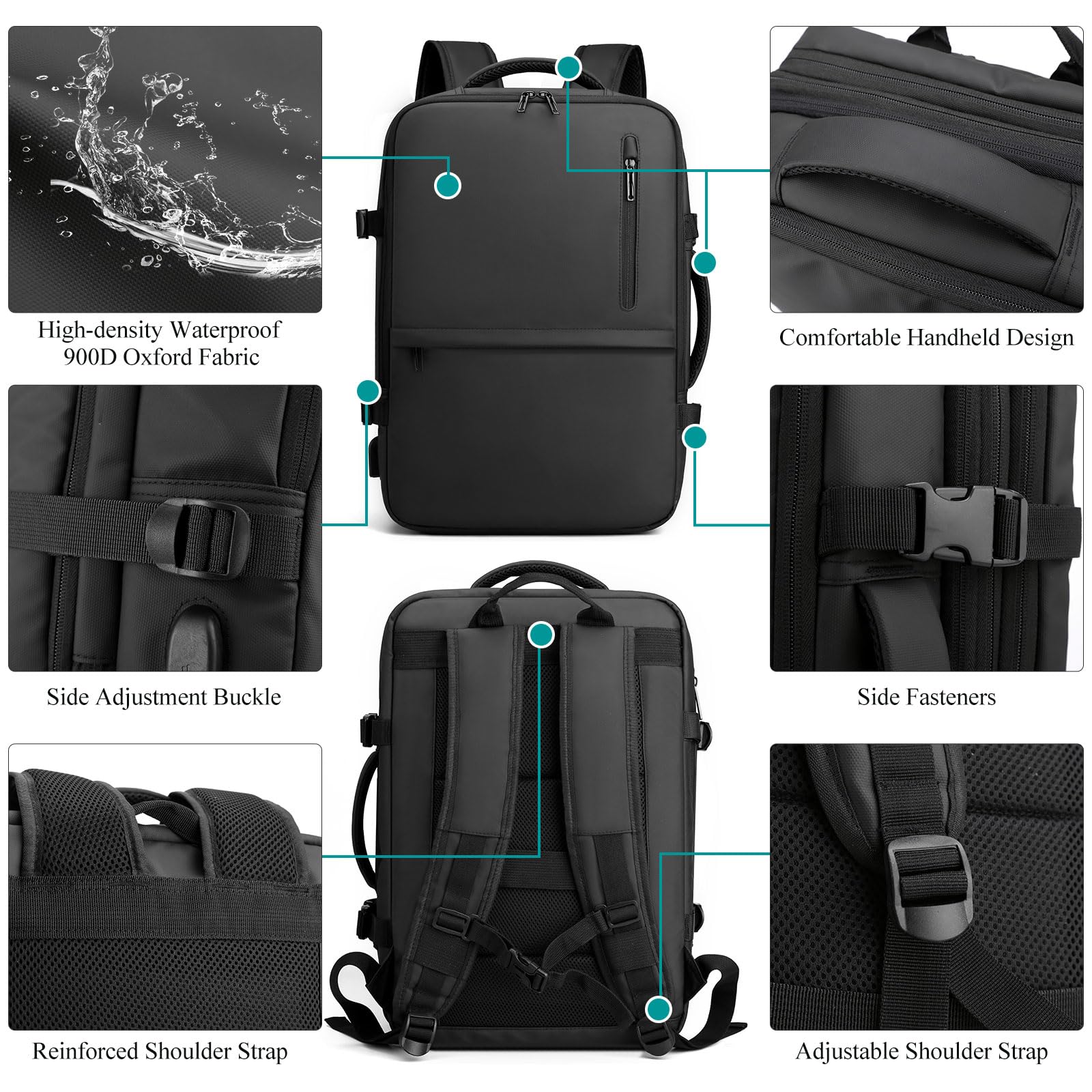 Long Keeper Zaino Viaggio Zaino per Portatile 15.6 Pollici Zaino Porta PC Impermeabile Zaino Lavoro Borse da Viaggio Cabina Uomo Donna con Porta di Ricarica USB