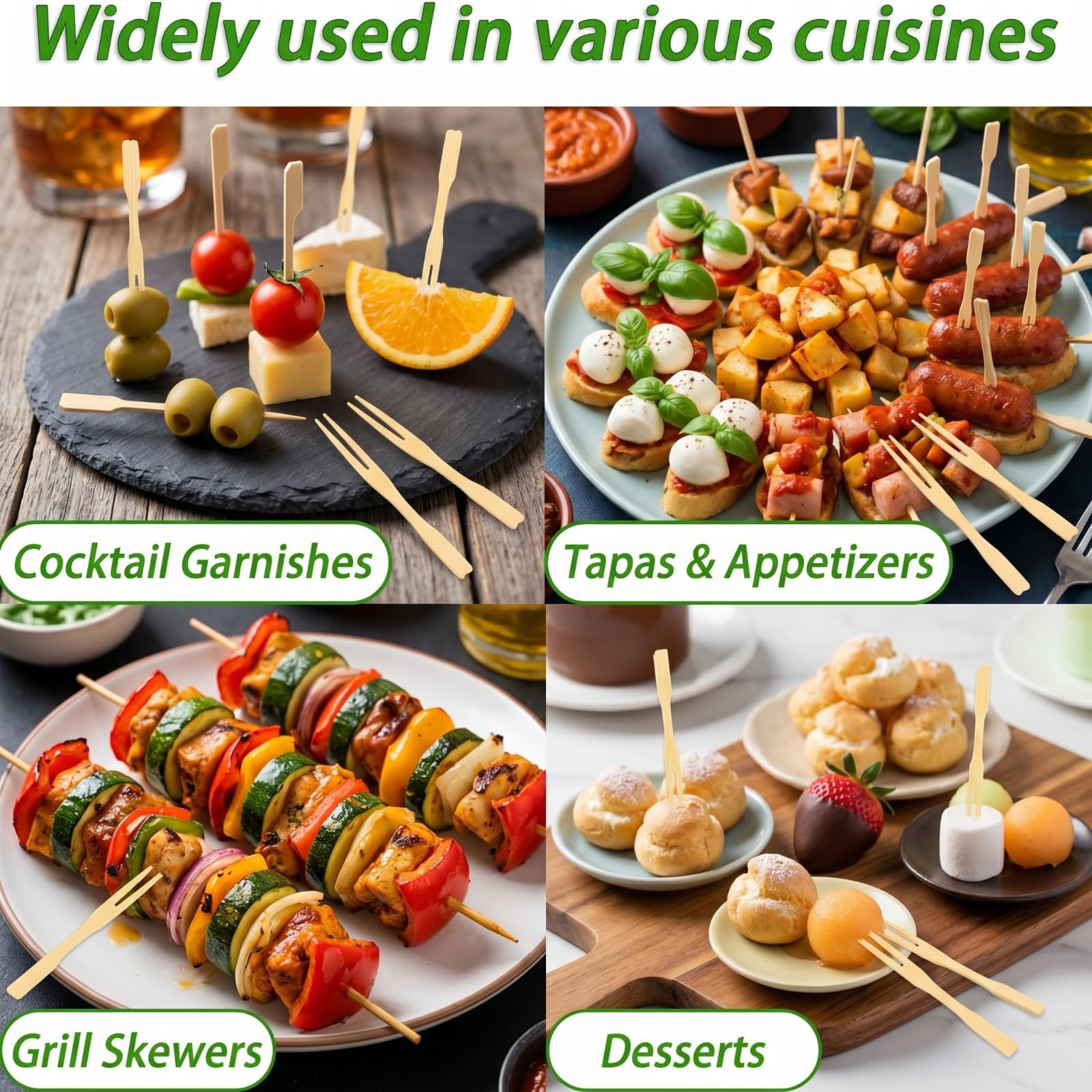 Bamboo Appetizer Forks - 440 Pack -5 Bamboo Appetizer Forks - 440 Pack -5