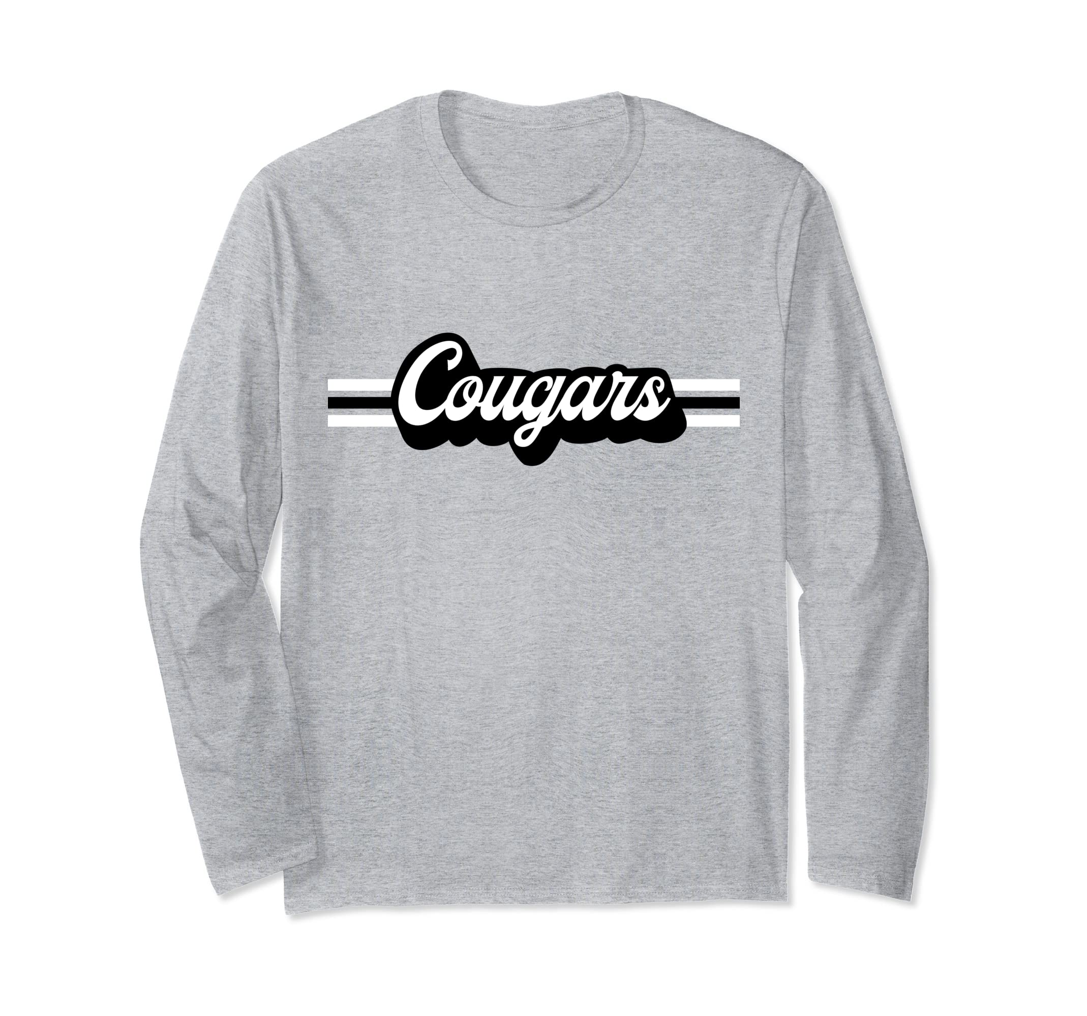 Retro Cougars Mascot, Unisex School Spirit, Cougar Sports Long Sleeve T-Shirt