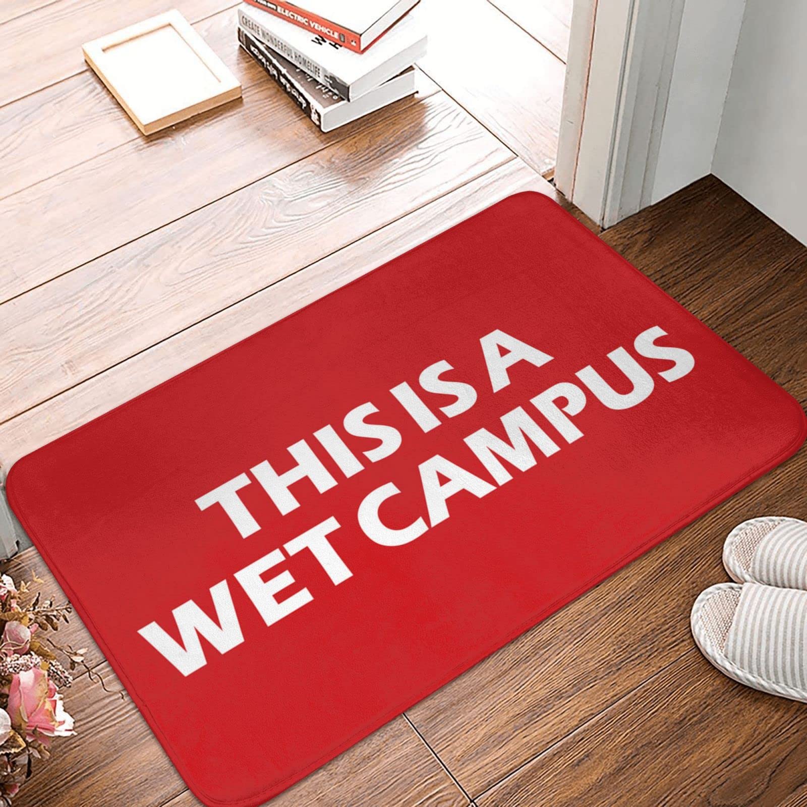 Zerbino per esterni e autunno, con scritta "This is a wet campus", divertente decorazione per patio, casa, esterni (65 x 90 cm)