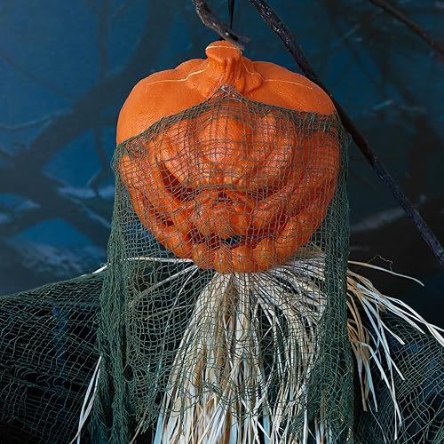 Miniatura 5 de HOHO Espantapájaros de calabaza de Halloween colgante fantasma al aire libre decoración interior LED ojos brillantes sonidos espeluznantes 66