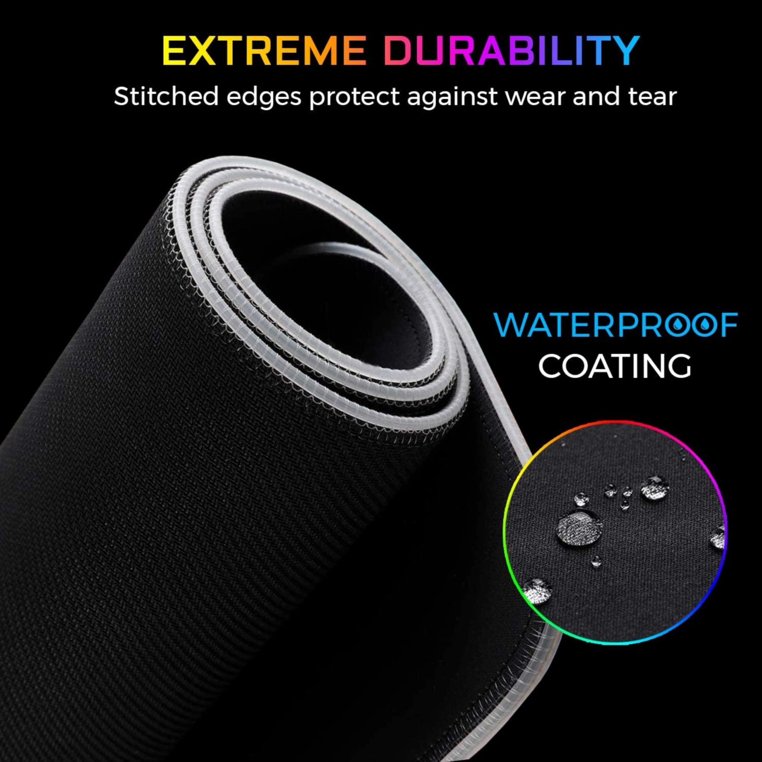 THE G-LAB Pad RUBIDIUM - Tappetino per Mouse RGB - Tappetino per Mouse Gaming XXL - Retroilluminazione LED, Resistente All'Acqua, Tessuto D'Elevata Precisione, Base In Gomma Antiscivolo, 800x300x3mm