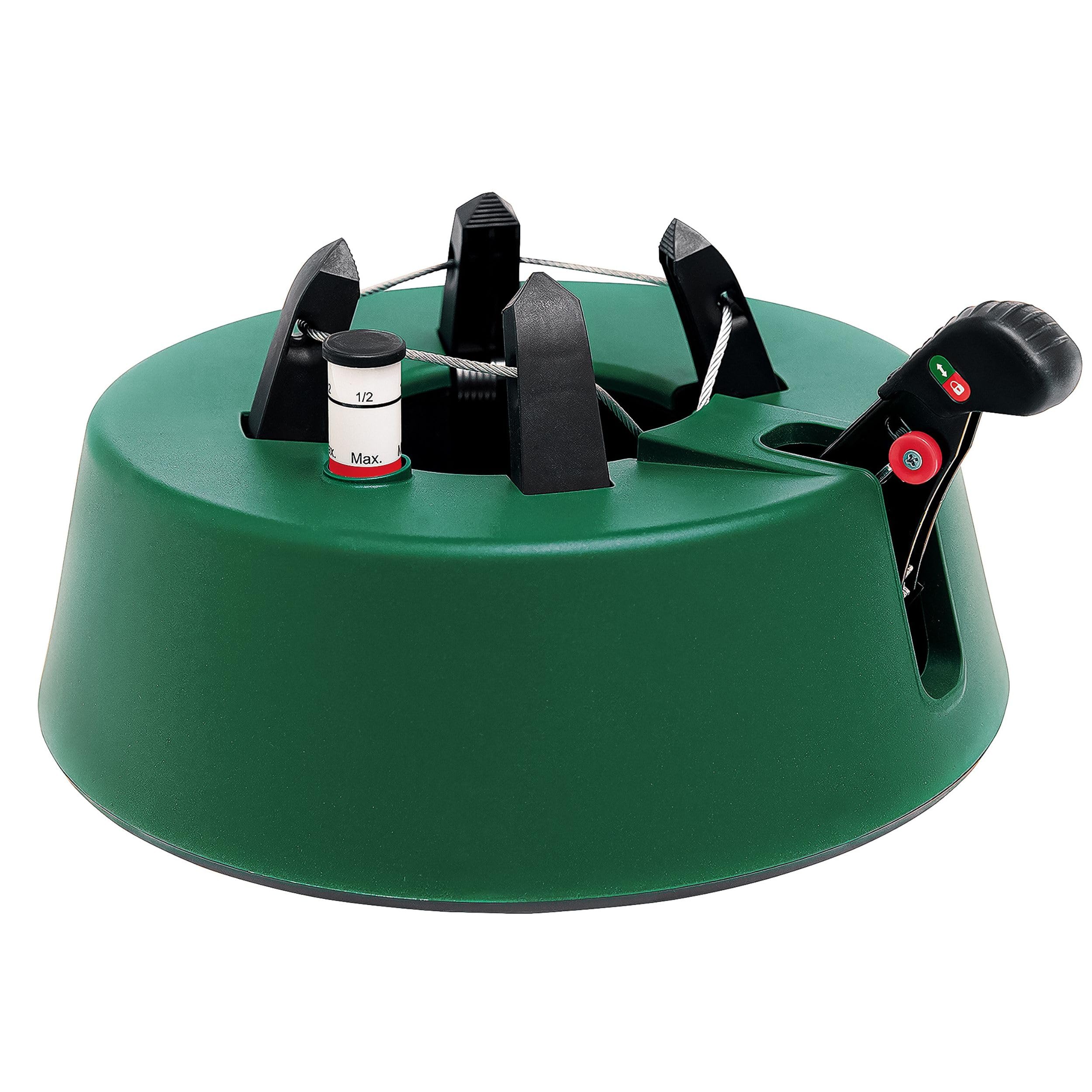 Christmas-World Christbaumständer, Modell Taunus, für Baumhöhe bis 2,25 m, Weihnachtsbaumständer Tannenbaumständer mit Fußhebelfunktion und Einseiltechnik, 2,0 Liter Wassertank, Grün