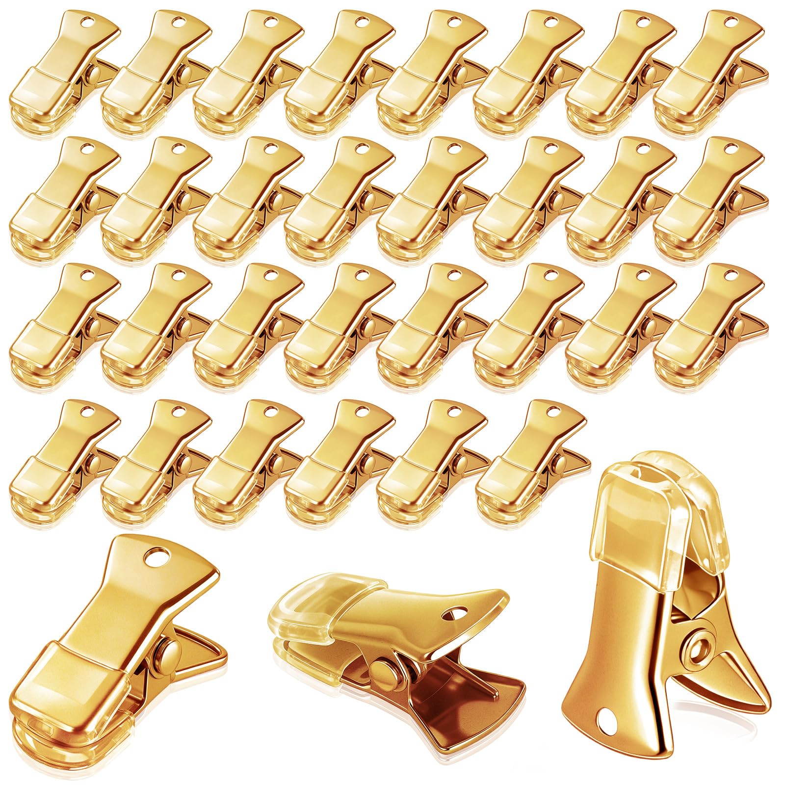 Geyoga 100 Pcs Small Metal Alligator Clips for Craft, Gold, Smooth