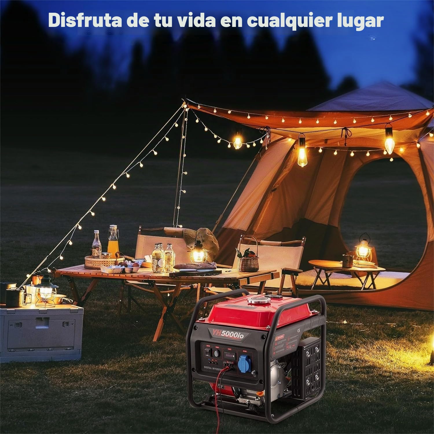 Generador de 4000 W de frecuencia variable, generador de gasolina, extremadamente silencioso, USB, enchufe impermeable, portátil, adecuado para exteriores, camping, autocaravana, emergencia