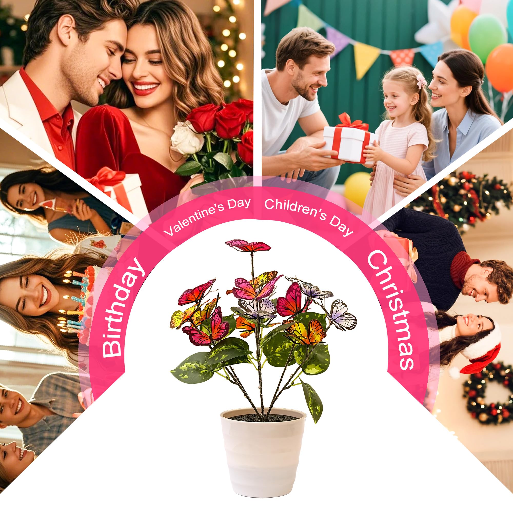 Lampada a LED a forma di farfalla, decorazione floreale illuminata per mamma, nipote, fidanzata, amica, moglie, matrimonio, Natale, compleanno, decorazione per la casa, camera da letto, bar